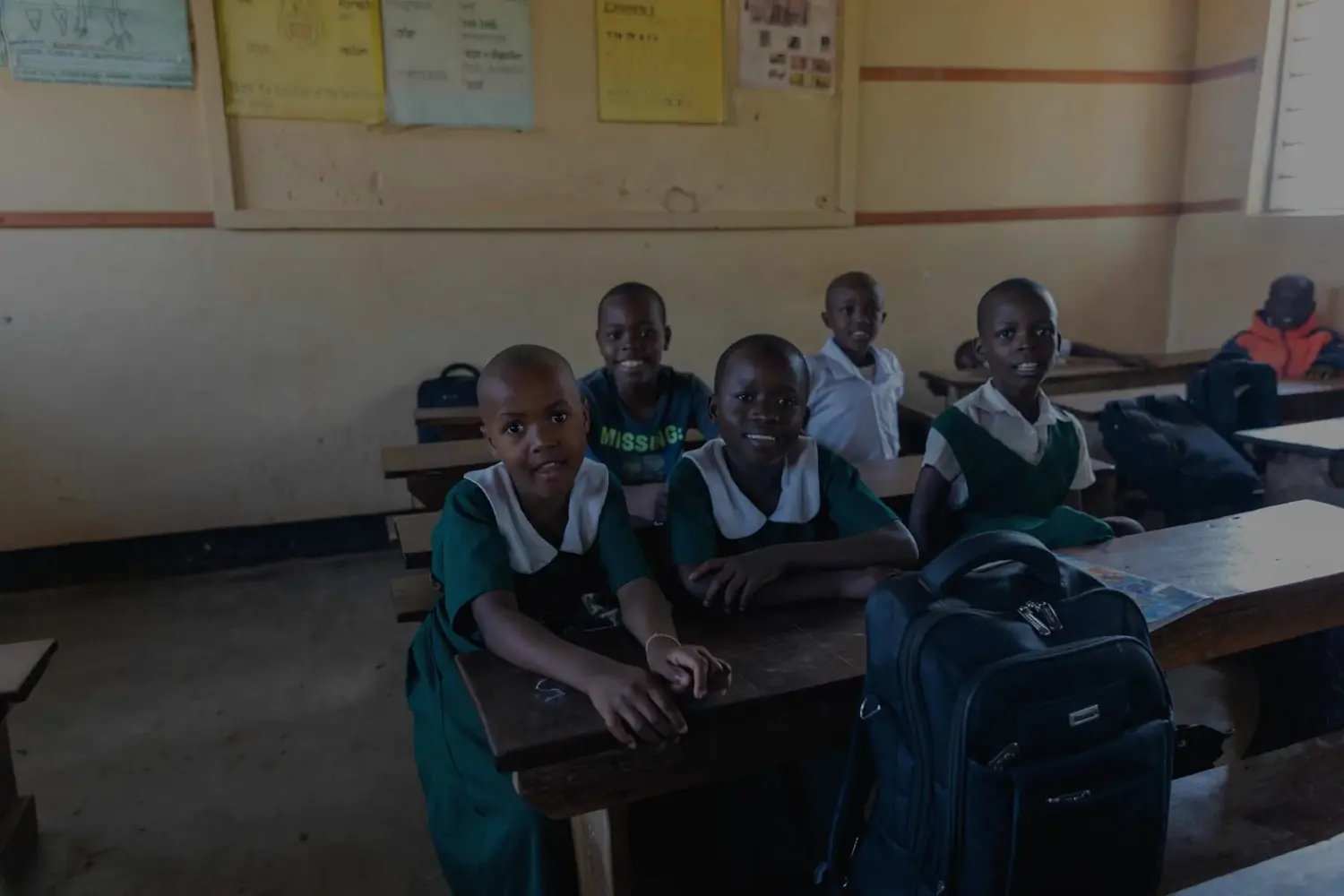 Pupils at their desks during a school camp